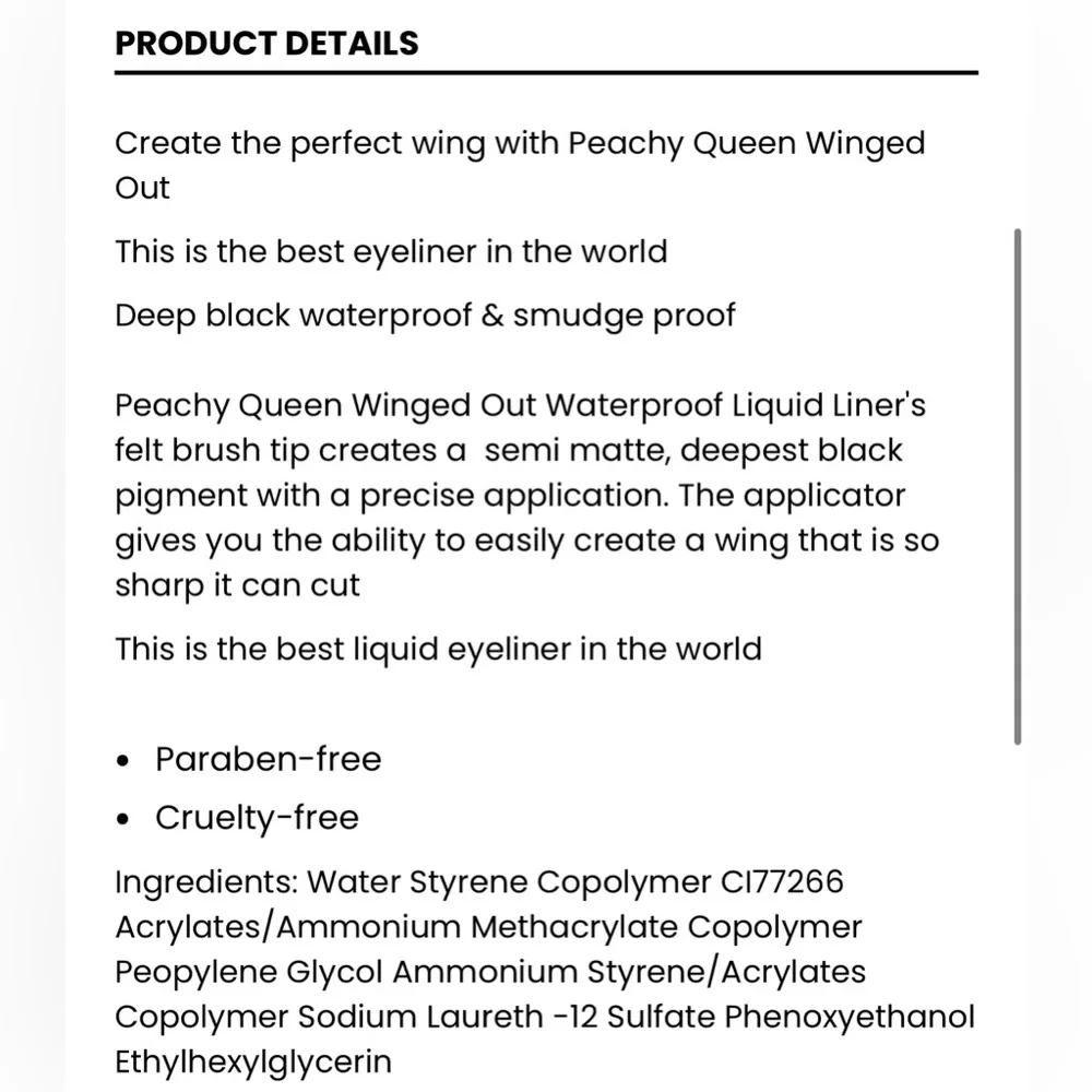 $2 PEACHY QUEEN LIQUID EYELINER. NEW. $2 WITH ANY $10 ORDER OR MORE